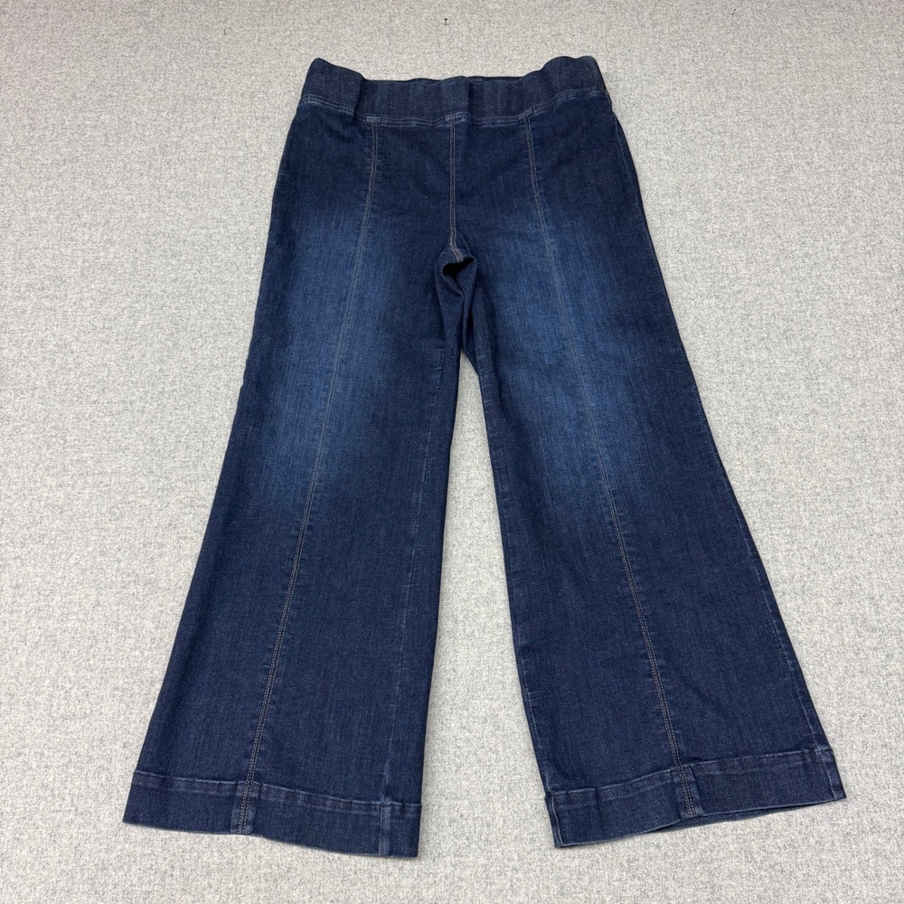 Talbots Flare Leg Pull-On Travel Jean XL Blue Beekman Wash Stretch Comfort Seam